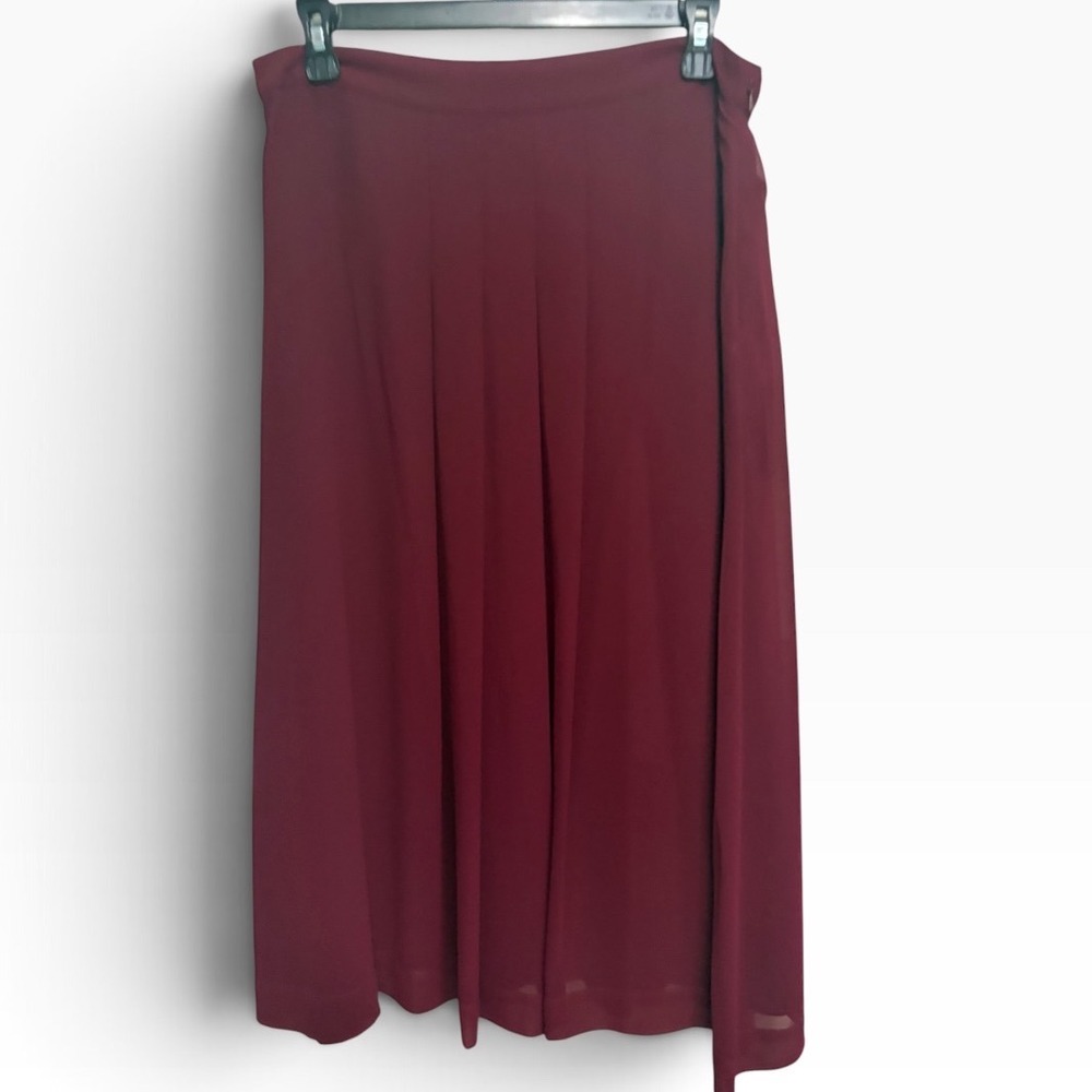 Pure Collection Burgundy Pleated Midi Skirt Side Zip Women's Size 6